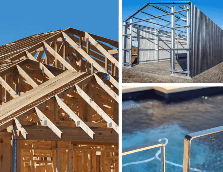 Timber roof frame, steel shed frame and slab waterproofing – construction stage inspections